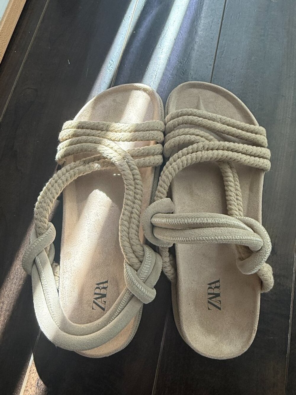 Zara Men’s Beige Rope Sandals EU 43 US 10 Strappy Boho Resort Shoes